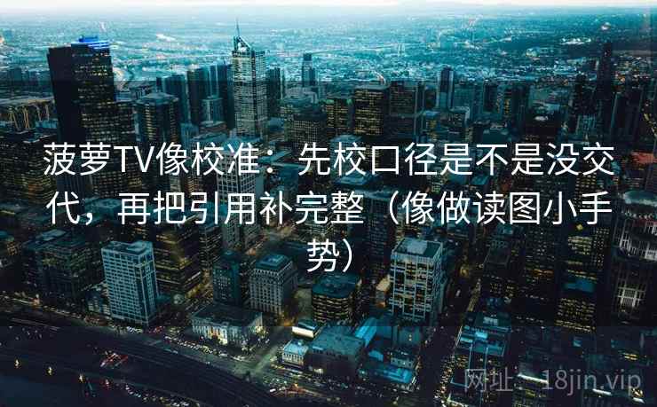 菠萝TV像校准：先校口径是不是没交代，再把引用补完整（像做读图小手势）